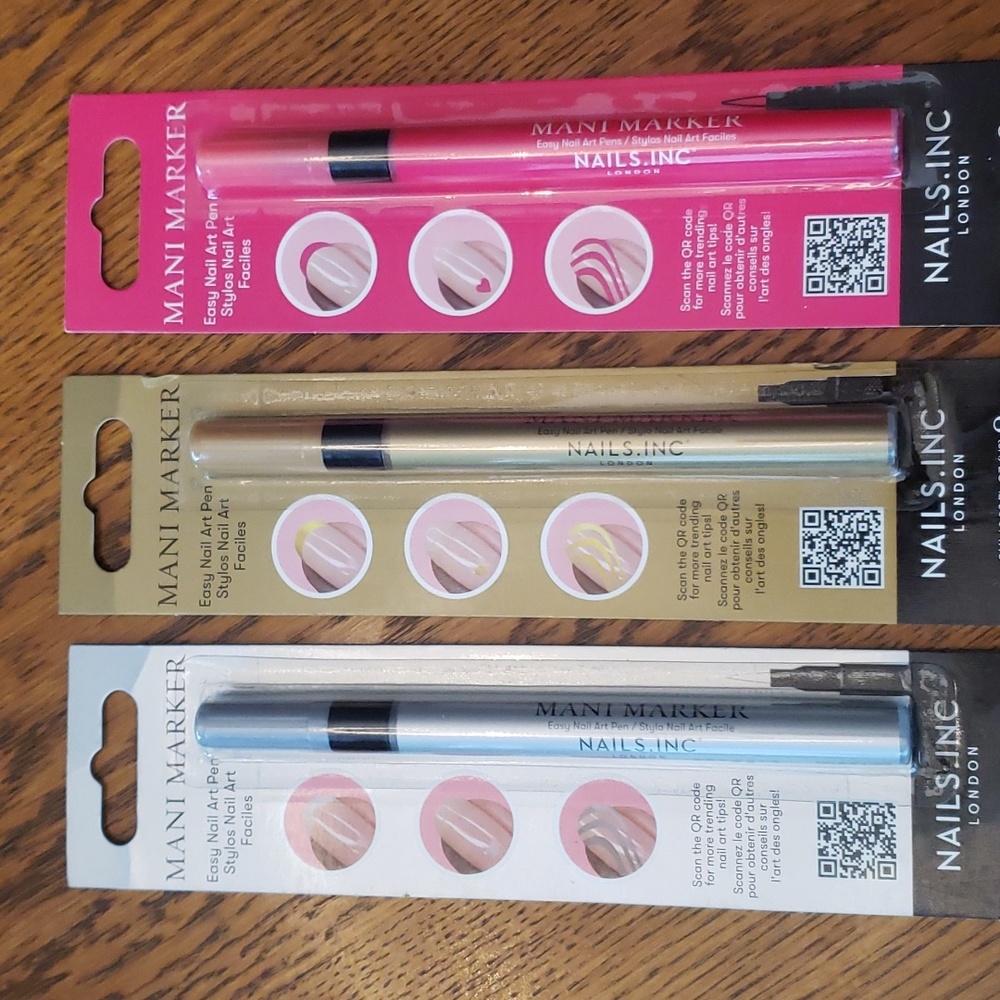 Nail Art Pens, Silver, Pink, Gold, Bundle of 3 New